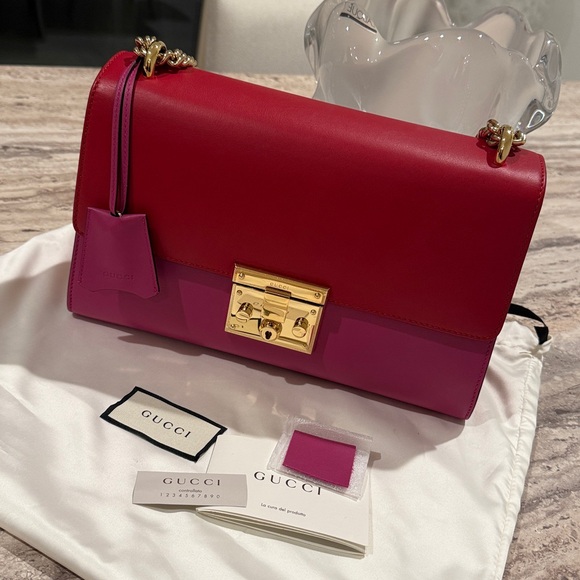 Gucci Moon Calfskin Bi-Color Medium Padlock Shoulder Bag New Rosett Shoulder Bag - Picture 1 of 16